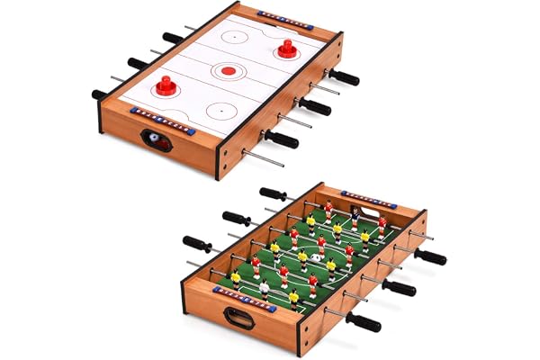 COSTWAY 2-in-1 Multi Competition Game Table Set, kompakt design kombinerat spelbord med fotboll och airhockey, perfekt för spelrum, arkader, barer, fester, familjekvällar, för vuxna och barn