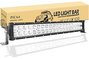 PICAA LED Lichtleiste Arbeitsscheinwerfer 21 Zoll 53.5CM 120W Lichtbalken Mit Kabelbaum 12V Zusatzscheinwerfer Bar Spot Arbeit Licht für SUV Offroad ATV UTV Traktor 4x4 Auto