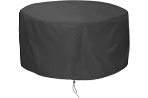 IWTTWY Housse de Protection pour brasero Rond - Imperméable, Coupe-Vent, Anti-poussière et Anti-UV - 300D - pour extérieur, Jardin, terrasse, Table chauffante (122 x 46 cm)