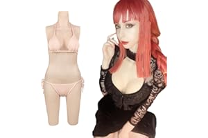 CUAIBB Plus Size 5-Point Silicone Breastplate Bodysuit - Realistic Breasts Forms with Catheter for Crossdressers & MTF, Ivory White