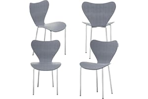 UTLENIANIE Set 4 Sedie Sala da Pranzo, Sedie da Cucina con Design a Schienale, Sedie in Polipropilene e Robuste Gambe in Metallo, Sedie in Plastica Sedia Pranzo per Sala da Pranzo/Soggiorno/Cucina(Blu-grigio)