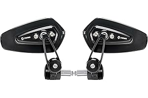 FENRIR (Nessuna Omologati)Specchietti Retrovisore Manubrio Moto End Bar Specchi CNC Lega di alluminio forgiata Antiriflesso Antivibrazione Lenti Con Curvatura Strada Sportiva Turismo Scooter 801-0374
