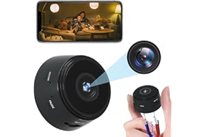 ZEERKEER Mini Caméra Système de sécurité à Domicile avec détection de Mouvement vidéo 1080 HD, Camera de Surveillance sans Fil avec WiFi intégré de Moniteur et Vision Night, Adsorption magnétique (Noir)