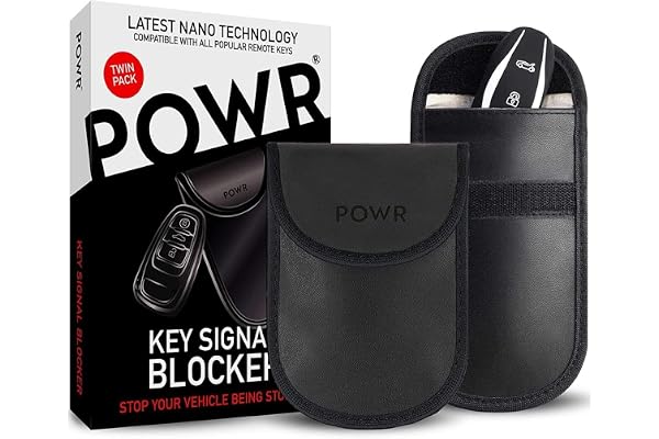 Powr Lot de 2 Boite Clef Pochette Anti Vol avec Attache Porte Clé, Ondes Etui RFID Voiture