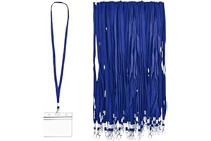 BUYGOO Cordino da Collo per Badge Blue 200 Pezzi Laccio da Collo con Clip Laccetto Collo Porta Badge Lacci Porta Badge con Lunghezza Personalizzata in Ufficio, Esposizione per Lavoratori, Studenti
