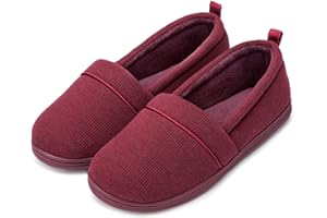 EverFoams Chaussons confortables en mousse à mémoire de forme pour femme - En éponge légère - Avec semelle en caoutchouc antidérapante - Violet