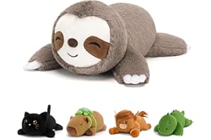 SQEQE Faultier Kuscheltier mit Gewicht, Weiches Gewichtetes Faultier Plüschtier Kuscheltierkissen, Kawaii Plüschtiere für Kinder und Erwachsene 25CM