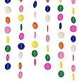 Pop The Party 2 Pack 5 Meters Round Paper Garland Circle Dots Hanging String Decorations For Wedding/Birthday Party, 9feet