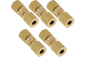 ECSiNG Raccord à Compression Droit en Laiton 5X 5mm Tête Hexagonale pour Conduite de Frein Automobile 3/16"