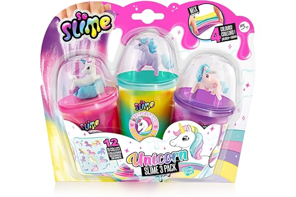 Canal Toys - Pack de 3 Pots de Slime métallique - Figurines Licorne - A partir de 5 Ans - SSC 269
