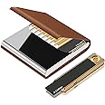 X-LIGHTER Cigarette Case with Lighter for 84MM King Size, Smell Proof, Ultra Slim, Leather Cigarette Holder Case for Men, Business