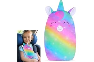 MHJY Seat Belt Pads for Kids Cute Unicorn Car Pillow Seatbelt Strap Cover Comfortable Seat Belt Covers Head Neck Support for Toddlers Girls Boys Children, Purple