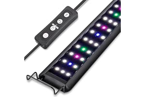 hygger Luce per Acquario,Luce LED per Acquario a Spettro Completo con Monitor LCD, 29W RGB Luce per Acquario con 10 Livelli di Luminosità, Timer Regolabile, 3 Modalità per Acquario da 90-111cm
