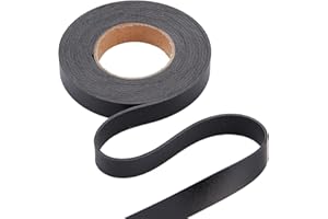 GORGECRAFT 2m*12.5mm*1.7mm Corde in Pelle Nera Cordoncino in Pelle Piatta Strisce in Pelle Grana Lychee su Entrambi I Lati Cinturino in Finta Pelle Fili Intrecciati per Braccialetti Creazione