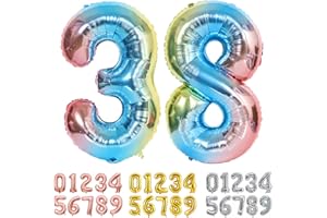 Ponmoo Foil Globo Número 38 83 Azul, Gigante Numeros 0 1 2 3 4 5 6 7 8 9 10-19 20-29 30-39 40 50 60 70 80 90 100, Grande Globos para La Boda Aniversario, Globo de Cumpleaños Fiesta Decoración