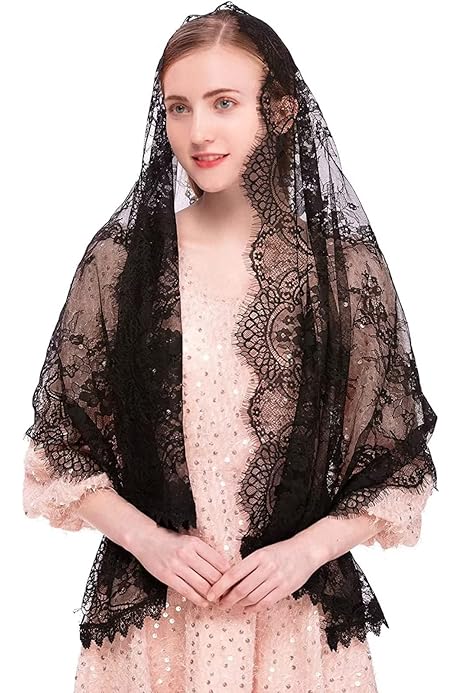 Bandana Bianca Velo Di Pizzo Mantilla Per Chiesa E Matrimonio