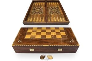 Elessar Neu 50 x 50 cm Holz Backgammon/Schachspiel/DAMA Brett K 6-1-50 mit 30 Holz Backgammon Steine