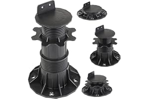 Montafox 10 x Base regolabile per tavole di legno e WPC supporto di appoggio terrazze base di appoggio con piedino, Taglia:65-145 mm