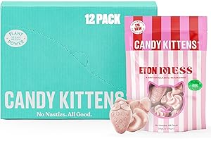 CANDY KITTENS ETON MESS Vegan Sweets, Christmas Candy Gift Set With Fruit Juice & Natural Ingredients, Big Flavours From Little Kittens, Vegetarian & Christmas Sweets - CASE OF 12x Sweet Bags (54g)