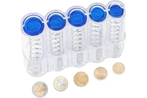 CAYBATS Portamonedas Euro, Clasificador de Monedas 2€, 1€, 50Ct, 20Ct, 10Ct, Monedero, Portamonedas Taxi, Monedero Taxista y Camarero, Organizador Monedas, Porta Dinero, Clasificador Monedas (Transparente)