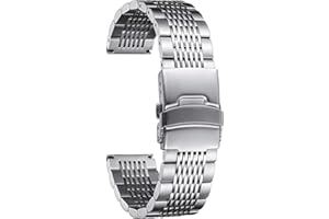 BINLUN Edelstahl Uhrenarmband 18mm 19mm 20mm 21mm 22mm 24mm Mesh Metall Uhrenarmband für Damen Herren Ersatz Armband Metallarmband Klassisch Poliert Milanese Edelstahlarmband in 5 Farben