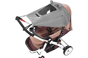 JINGUOSICHENG Baby Stroller Sun Shade Canopy with Viewing Window Universal Baby Pushchair Cover Waterproof Buggy Sunshade Pram Parasol UV Protection Awning Sun Shield Insect Bug Netting Cover