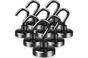 swihorab Ganci magnetici, 8 pezzi, extra forti, magneti al neodimio con gancio, 32 mm, per cucina, frigoriferi, aule, crociera, nero