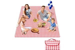 ELECTRI-HQ 300 cm x 200 cm, wasserdichte Picknickdecke, Campingmatte, tragbare Strandmatte, faltbar, Picknickdecke mit Griffen für Camping, Reisen, Parks, Strand, Rasen (rot)