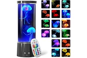 KIKILIVE lampe meduse aquarium,jellyfish Lamp méduses avec 17 couleurspour decoration maison led aquarium ambiance cadeau femme homme anniversaire