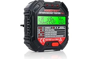 Weinsamkeit Testeur de Prise avec Test RCD et Voyants, 6 Types de Diagnostic d'Erreur, Testeur Prise Electrique avec Indicateur de Tension de Fuite et de Courant, 48-250V/45-65Hz, CAT ll 300V