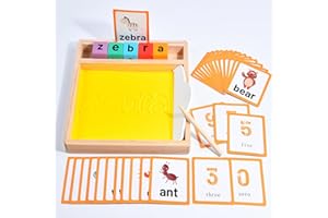 XINNIAN Montessori Mesa de Arena Juguetes de Aprendizaje 3 4 5 6 7 años, Juguetes educativos de Madera para Habilidades motrices Desarrollo Motor temprano niños con Escriban Letras y Dibujen
