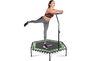 Ancheer, mini trampolino rimbalzante per adulti e bambini, 127 cm cardio trampolini trainer con manubrio regolabile per interni ed esterni, giardino/yoga esercizio