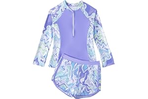 DivingBirds Badeanzug Mädchen mit Soft-Pads Kinder Langarm Schwimmanzug Mädchen Teenager Schwimmshirt UV Badebekleidung 8-12 Jahre