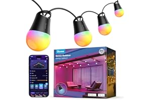 ‎GOVEE Govee Światła girlandowe zewnętrzne Inteligentne żarówki 30M RGBIC ze ściemnianymi ciepłymi białymi żarówkami LED, 47 trybów sceny dla patio, podwórka, wodoodporność IP65, współpracuje z Alexą