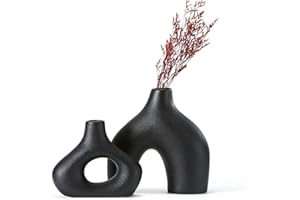 ‎CEMABT CEMABT Schwarze Keramikvase 2er-Set Doppelberg vasen für Moderne Boho Nordic Minimalismus-Stil Dekoration -vasen für Wohnzimmer, Hochzeit, Abendessen Tisch, Party, Büro und Schlafzimmer