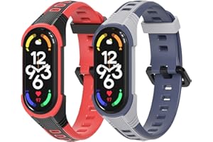 AidorMax 2 Pezzi Cinturino per Xiaomi Mi Band 7 6 5, Braccialetto in Silicone Traspirante ed Antiscivolo, Cinturino Sportivo per Attività all'Aperto, Cinturini di Ricambio Miband 7 6 5