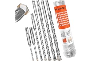 Coffret forets SDS Plus BAUBECK 7 pcs Ø4-14 x 210 mm - Acier 40CR, forets béton, pierre, SDS, foret percussion, outil pro durable