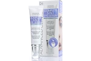 Advanced Clinicals 5-in-1 Multi Correction Anti-Aging Eye Serum with Retinol, Collagen, Vitamin C, and Manuka Honey. For dark circles, wrinkles, crow's feet, fine lines. Large 2oz airless tube.