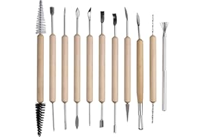 HILEYU 11pcs Keramik Werkzeug, Modellier Werkzeug Ton Werkzeuge Kit, Schnitzen Werkzeug mit 11 Arten von Spezifikationen für Anfänger, Amateure oder Profis Keramik- und Skulpturenwerkzeuge Meißel