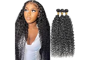 AiPliantfis Real Hair Bundles Kinky Curly Human Hair Bundles Tissage Brésilien Curly Hair Bundles Double Weft 100% Unprocessed Virgin Weave Bundles Tissage bresilien Human Hair for Women 8 10 12 Pouce