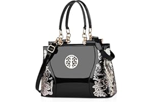 NICOLE & DORIS Bolso de Mano para Mujer Bolso Bandolera de Charol Bolso de Hombro con Bordado Bolso Tote Elegantes Shopper Bolsos de Fiesta