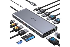 VVB Station d'accueil USB C Double Moniteur Hub,Dock USB C 14 en 1 vers Dual HDMI et Displayport,Ethernet,PD 100W,4 USB,2 USB C,SD/TF et Audio,Docking Station Triple Monitor pour Dell HP Lenovo MacBook