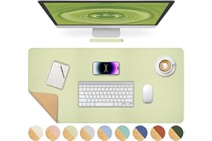 Giecy Desk Pad, Cork Leather Desk Mat, XXL Keyboard Mouse Mat, Dual-Sided Computer Protector Pad for Home Office (Pastel Green, 90 x 43 cm)