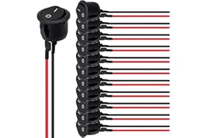 Jubaopen 12 Piezas interruptor basculante redondo 2 pines interruptores basculante redondos de barco 6A / 250V 10A / 125V SPST interruptor basculante redondo de 2 pines, negro
