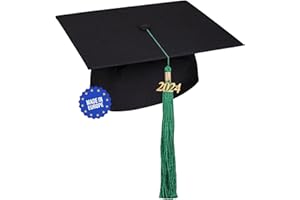 KEPI - Abschluss Hut, Doktorhut, Europäischer Hersteller, Graduation Hut im Universalgröße, Verstellbereich 54-61 cm, Quaste mit Datumsanhänger 2024, Abschlusshüte in 16 Farben