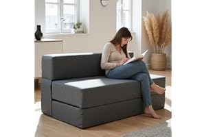 ‎DYNMC YOU Schlafsofa 120 cm breit – Faltbare Schlafcouch und Gästematratze für 2, klappbares Sofa Bett – Extra dick 20cm und bequem H3 – Ideal für Gäste & Alltag – Test SEHR GUT Oeko-TEX Standard Klappmatratze