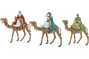Moranduzzo Set de 3 Reyes Magos en Camello para Belén de 8 cm – Compact 8 – Escala 1:22 – Figuras Irrompibles Pintadas a Mano, Escultor M. Landi, Made in Italy