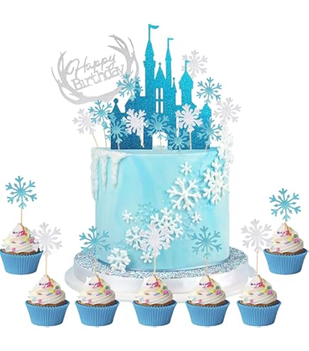 Doyomtoy 25pcs Cake Ice Princess Magic Wand Crown Princess Cake Set