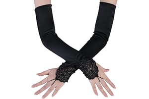 BABEYOND Guantes Largos hasta los Codos Guantes Nupciales Estilo Vintage 1920 Flapper Disfraces Guantes Novia Accesorios
