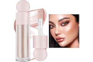 WEIXINBUY Liquid Highlighter Natural Glow für Gesicht und Körper, Feuchtigkeitsspendend Highlighter für Langanhaltenden Schimmer, Contouring stick mit Kissen Applikator (#3 Roségold, 7.5 ml)